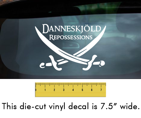 Danneskjöld Repossessions (Swords) - White Vinyl Decal/Sticker (7.5