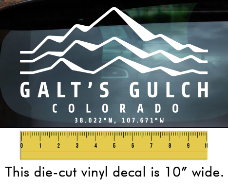 Galt's Gulch (Mountain Range) - White Vinyl Decal/Sticker (10
