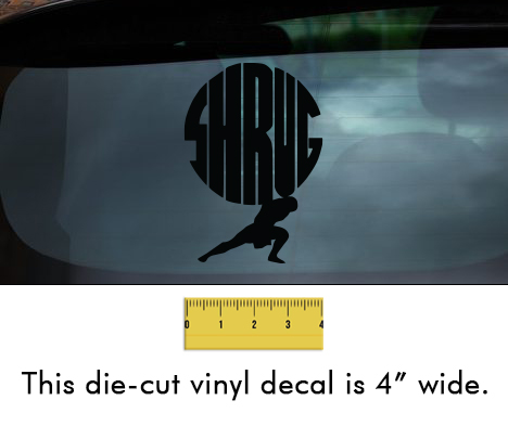 Shrug - Black Vinyl Decal/Sticker (4" wide)