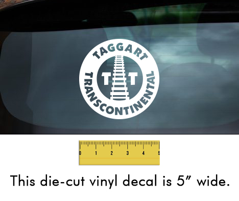 Taggart Transcontinental (Circle w/Tracks) - White Vinyl Decal/Sticker (5" wide)