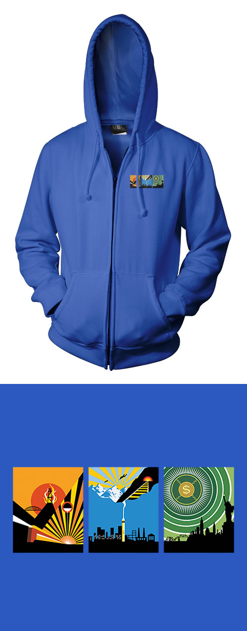 Story of Atlas Shrugged in an Art Deco Series - Full-Color Zippered Hoodie