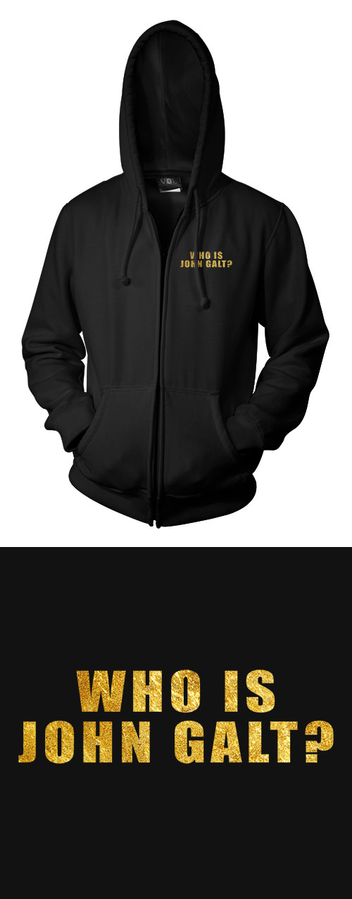 Who is John Galt? (Gold Texture) - Full-Color Zippered Hoodie