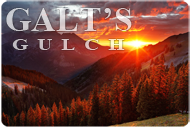 Galt's Gulch Sunset Sticker (5.8" wide)