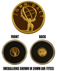 John Galt 1/10 oz .9999 Pure Gold Medallion (Galt's Gulch on back)