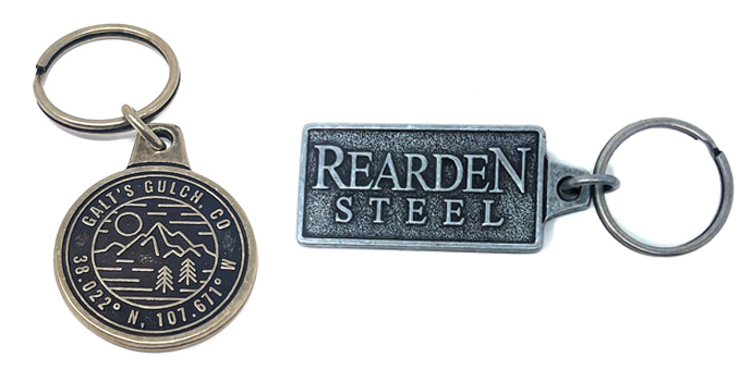 COMBO DEAL: Pair of Metal Keychains - Galt's Gulch (Coordinates) & Rearden Steel