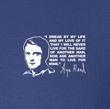 Ayn Rand (Face and Quote) - T-Shirt (Small Corner Print)