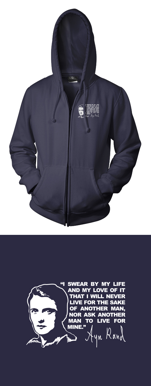 Ayn Rand (Face and Quote) - Zippered Hoodie