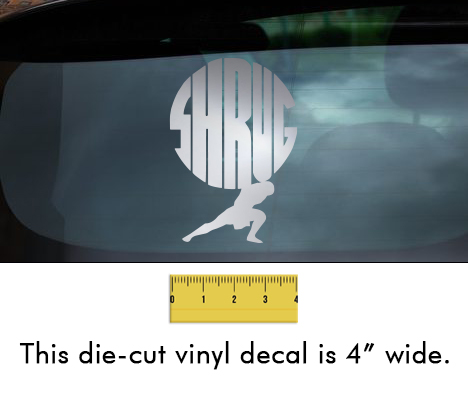 Shrug - Mirror Chrome Vinyl Decal/Sticker (4" wide)