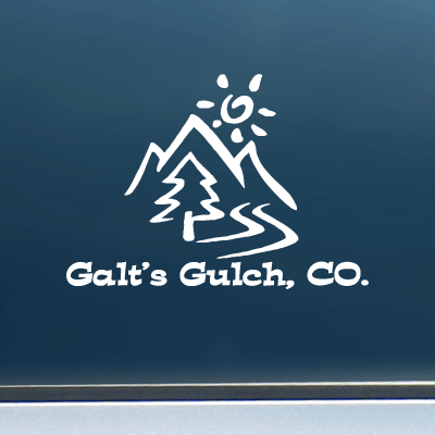 Galt's Gulch, CO - White Vinyl Decal/Sticker (5" wide)