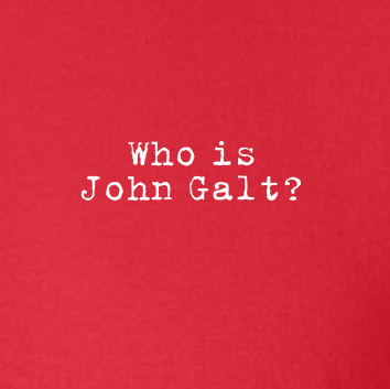 Who is John Galt? (2-line Typewriter) - T-Shirt (Small Corner Print)
