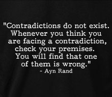 Ayn Rand - Contradictions (Quote) - T-Shirt